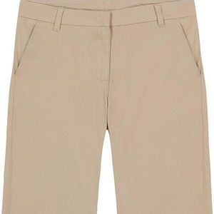 IZOD Girls' Khaki School Uniform Stretch Skinny Bermuda Twill Shorts 12 Regular